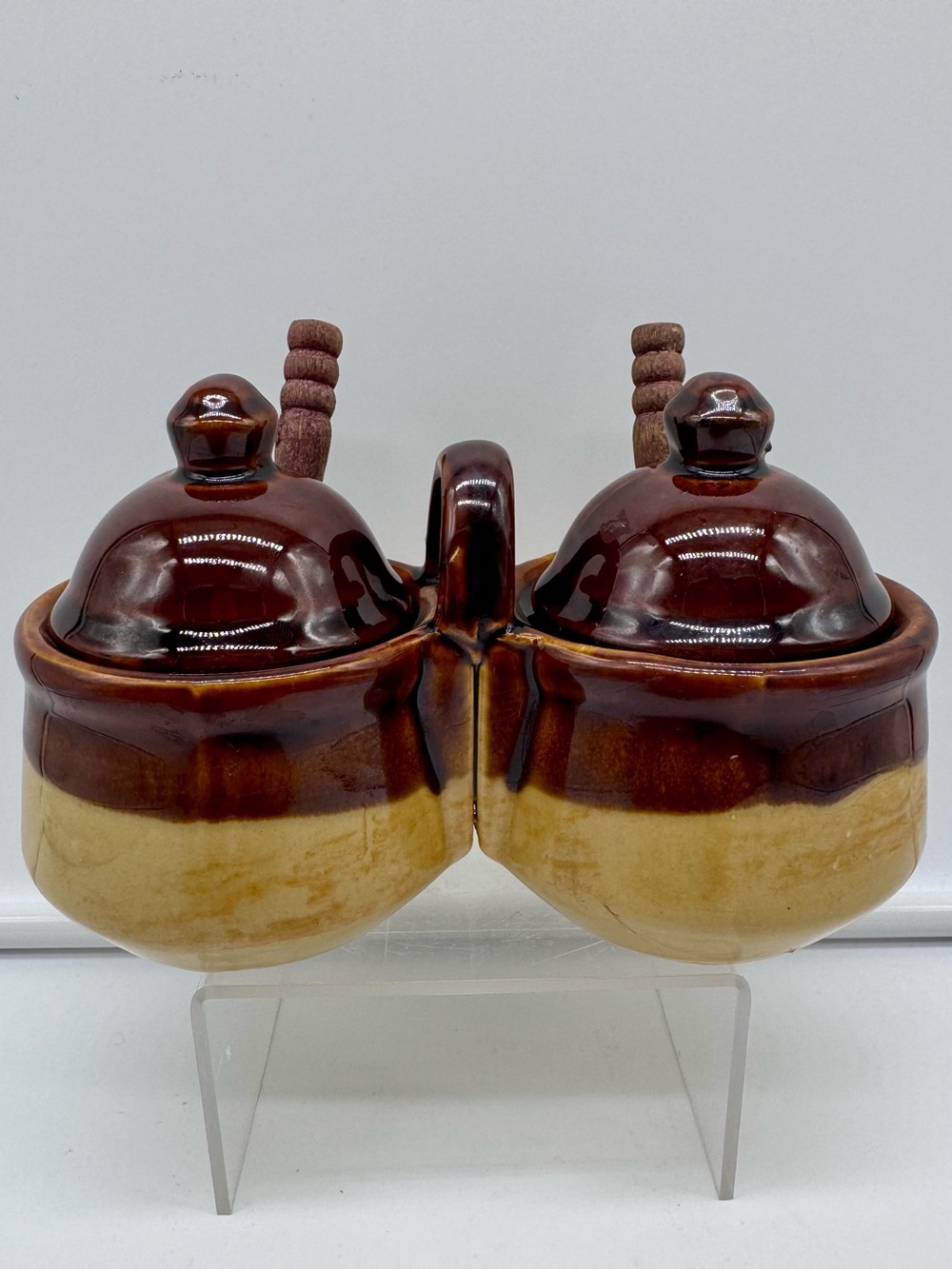 Vintage 1979 Houston Foods Taiwan Double Condiment Server Set